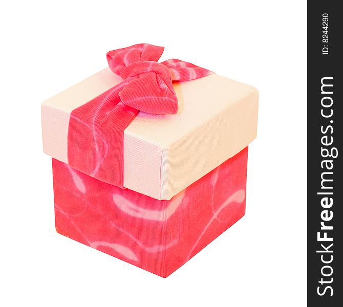 Pink gift box isolated with clipping path