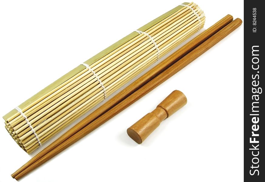 Two chinese sticks with bamboo cloth. Two chinese sticks with bamboo cloth