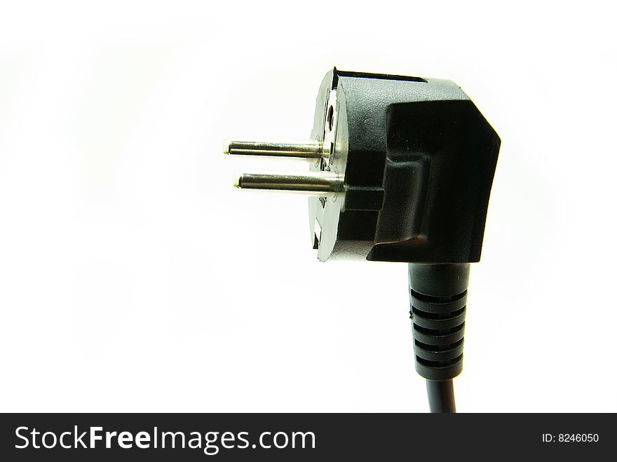 Black power plug isolated on a white