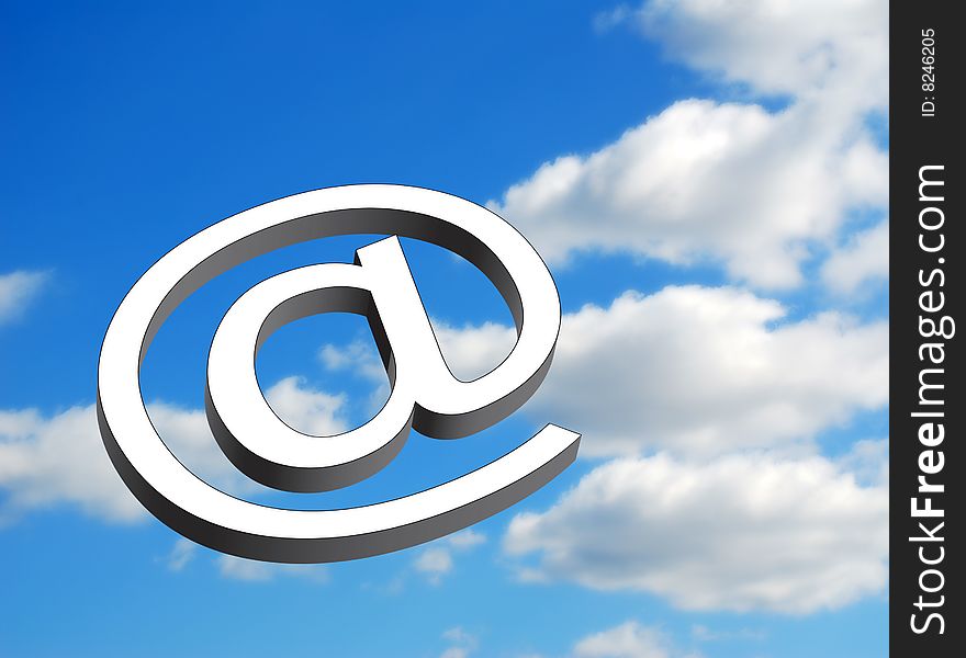 Email symbol overlaid over cloudy blue sky. Email symbol overlaid over cloudy blue sky