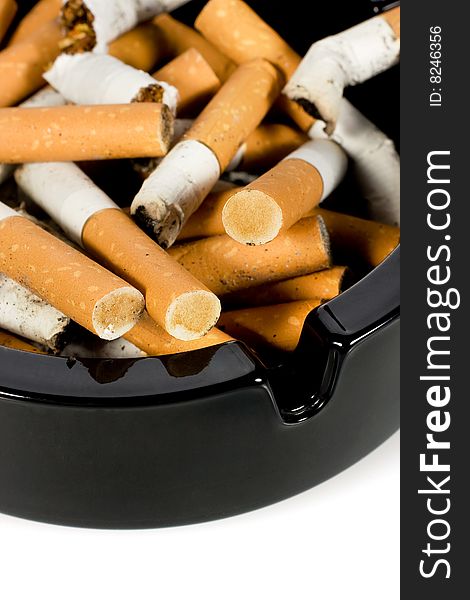 Close-up of Ashtray full of cigarettes