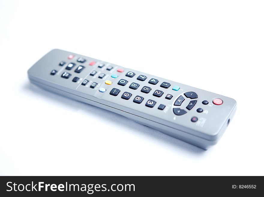 Tv remote control on a white background