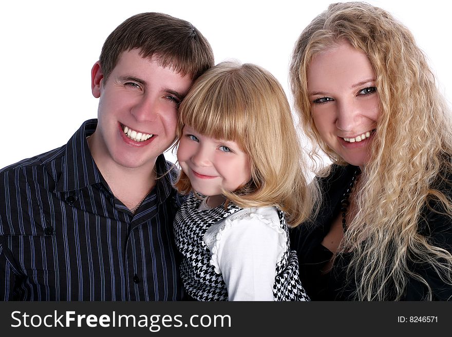 Young happy family with little girl