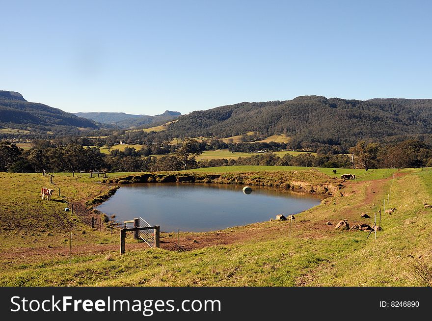Rural landscape with dam in Kangaroo Valley. Rural landscape with dam in Kangaroo Valley