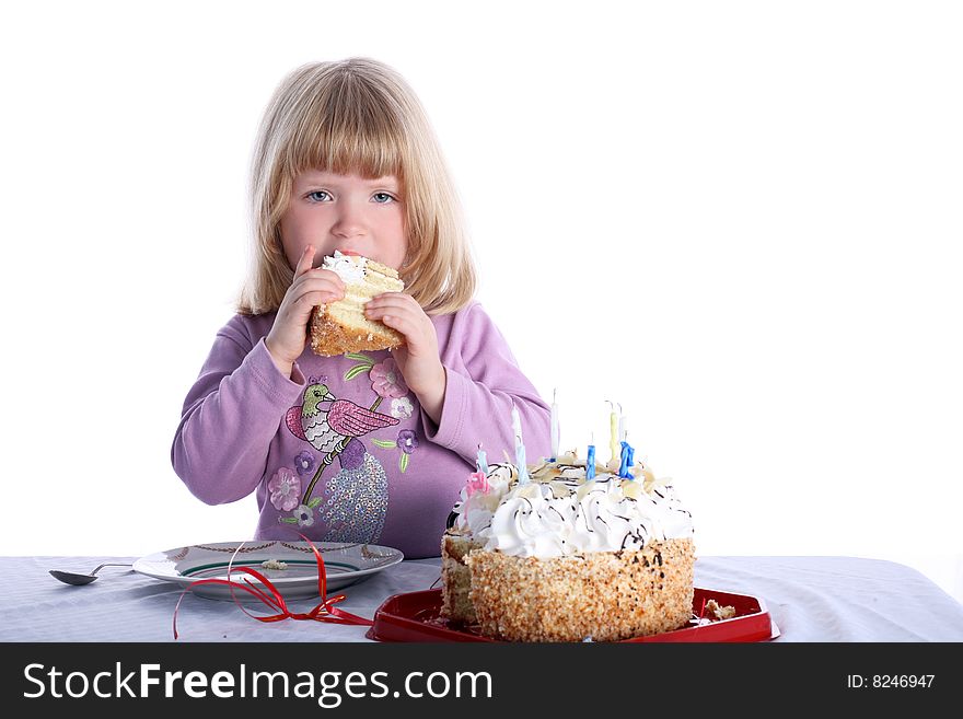 Girl with birthday cake