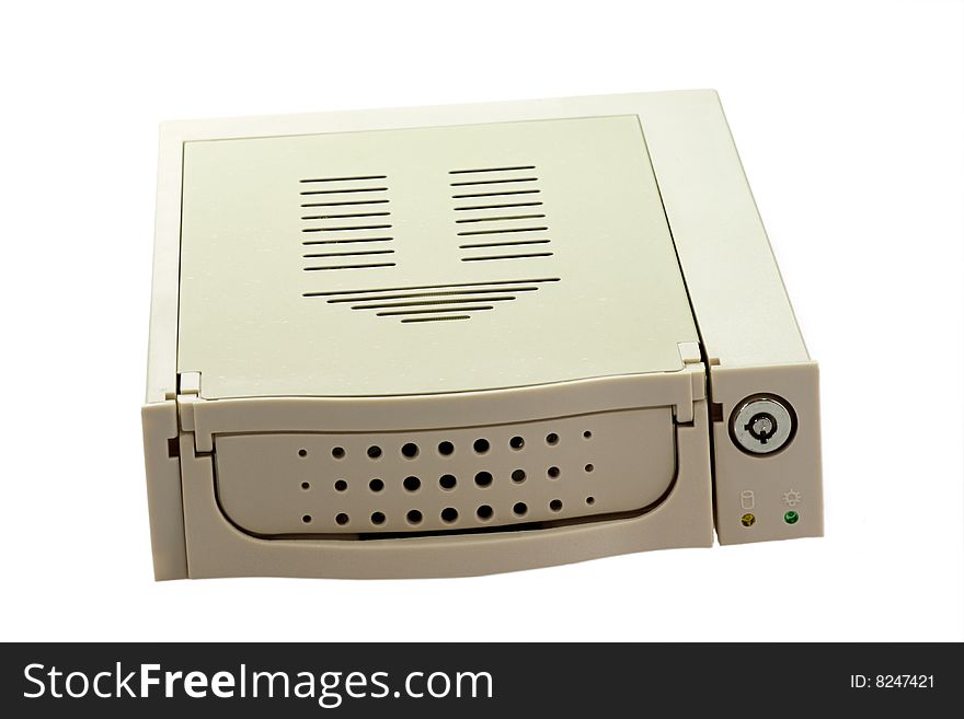 Removable hard disk chassis on white background