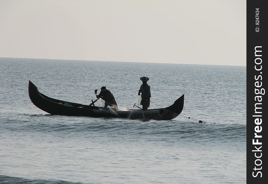 Indian Fishing Boat in Sea