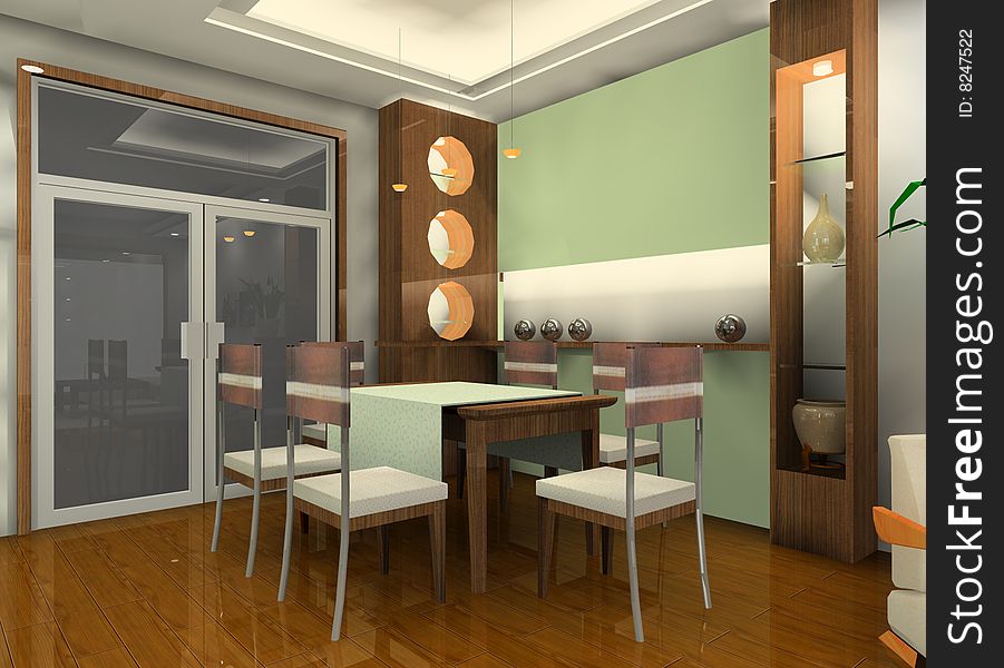 A kind of interior design plan (dining room). A kind of interior design plan (dining room)