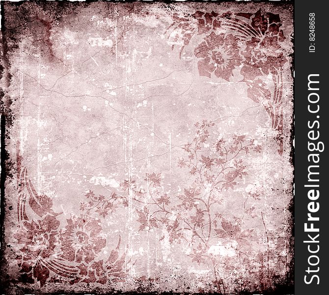 Abstract grunge background with stains, cracks,floral,filigree, texture