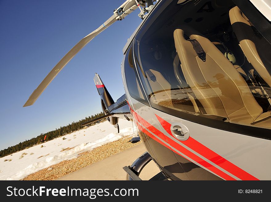 State of the Art (E130) Helicopter on Landing Pad. State of the Art (E130) Helicopter on Landing Pad