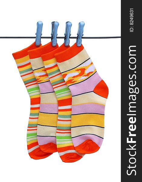 Stripes socks isolated on white