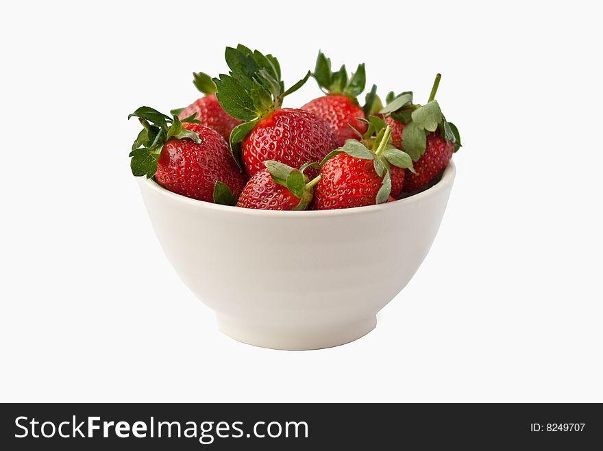 The white piala of strawberries