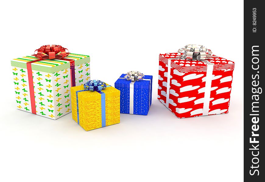 Few isolated gifts on white background. Few isolated gifts on white background