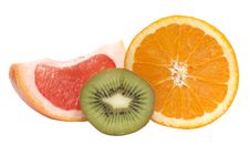 Segments Of Kiwi,orange And Grapefruit. Royalty Free Stock Images Segments Of Kiwi,orange And Grapefruit. Royalty Free Stock Images