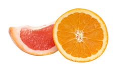 Segments Of Orange And Grapefruit. Stock Photo