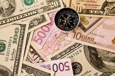 Background From Money And Compass Royalty Free Stock Photos Background From Money And Compass Royalty Free Stock Photos