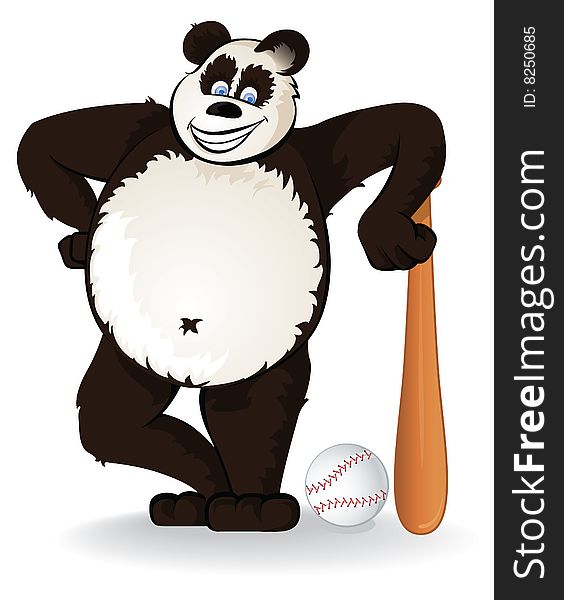 Vector illustration of a baseball panda mascot