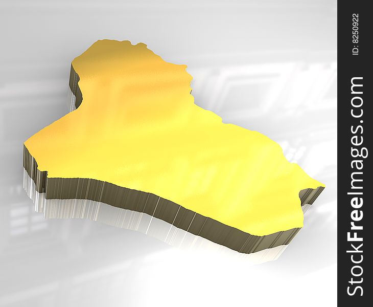 3d golden map of Iraq