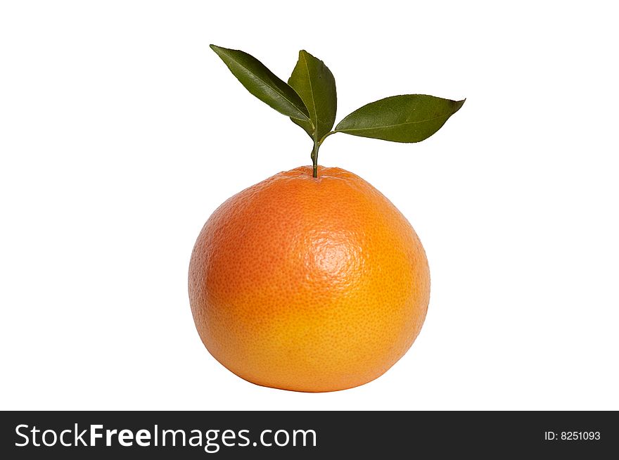 Orange And Leaves On A White Background.