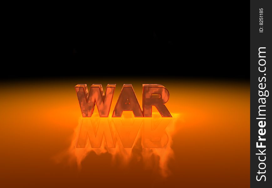 3D generated word WAR with shadow and flame