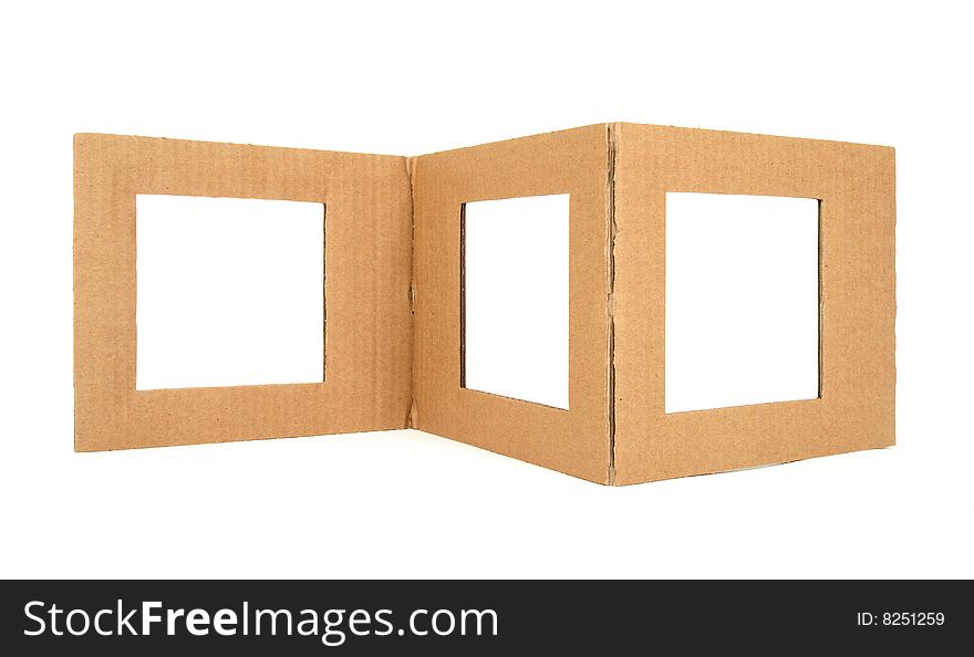 Cardboard frame with copy space, isolated on white.