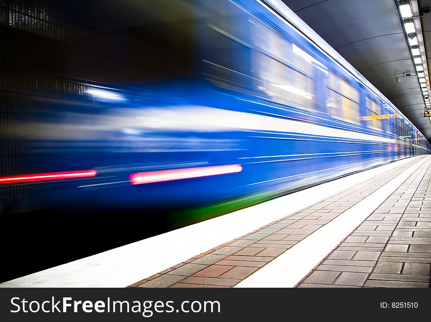 Fast train passing by. motion blur. Fast train passing by. motion blur