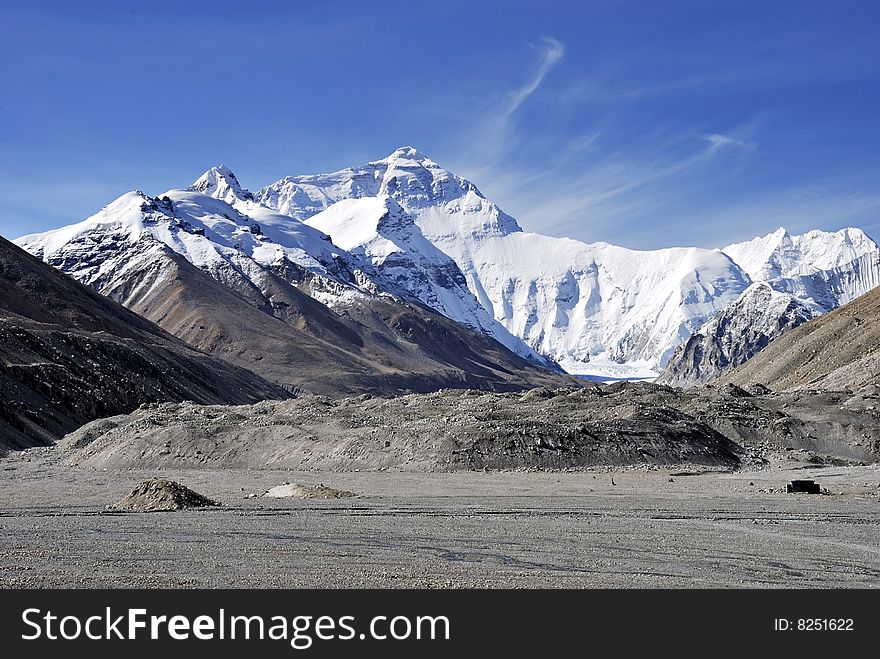 Snow mountain white blue sky cloud