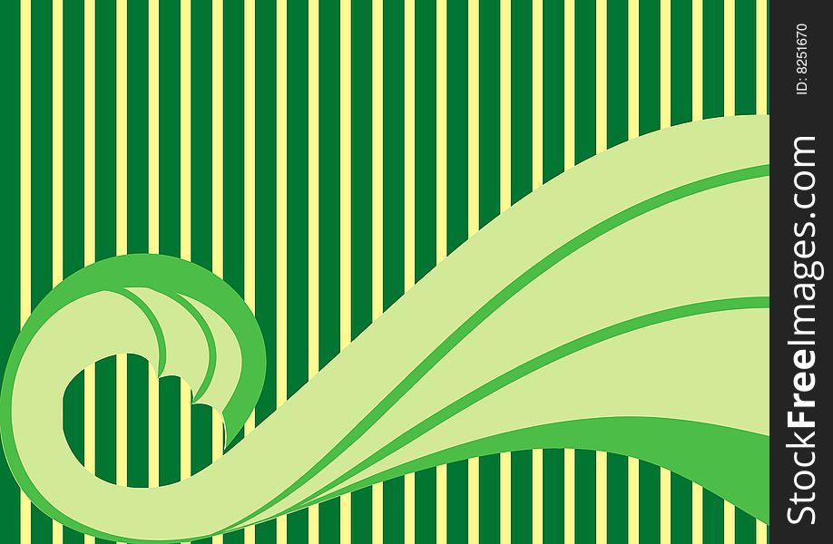 Green gackground with stripes and wave. Green gackground with stripes and wave