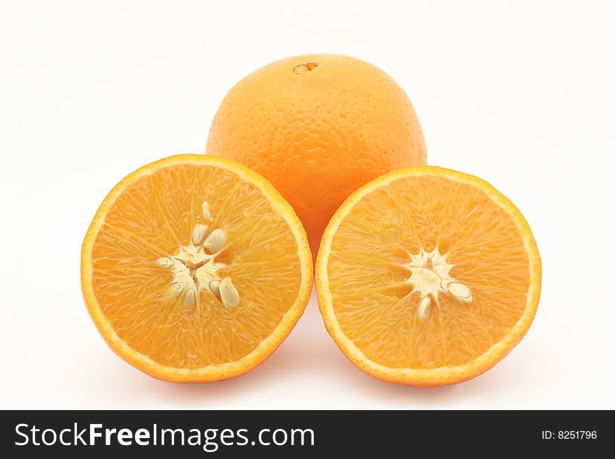 Fresh orange fruit on white bacground