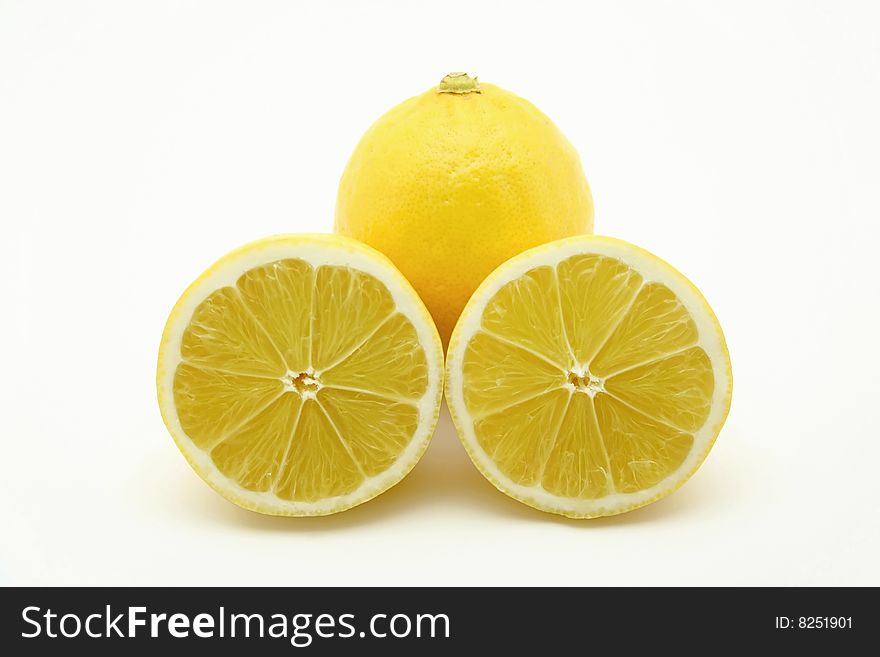 Fresh lemon on white background