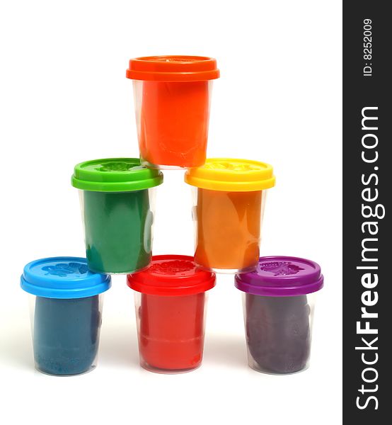 Much colors plasticine isolated on white background