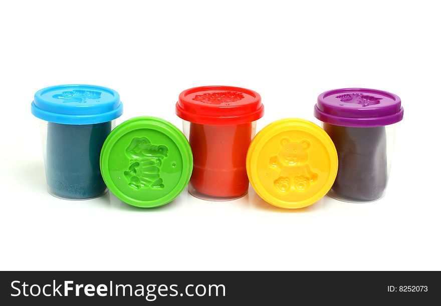 Much colors plasticine isolated on white background