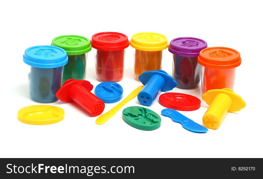 Much colors plasticine isolated on white background