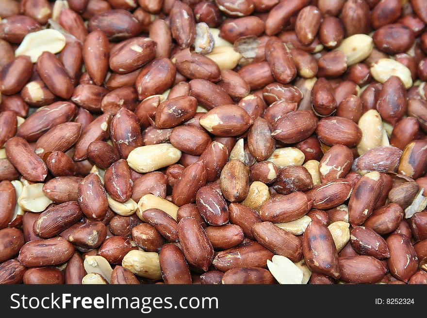Closeup of salted peanuts seed