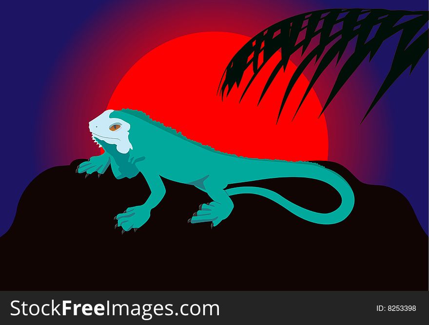 Lizard against the sun. A vector. Without mesh. Lizard against the sun. A vector. Without mesh