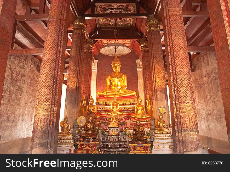 Buddha images in the church of temple in Petchaburi province, Thailand. Buddha images in the church of temple in Petchaburi province, Thailand.