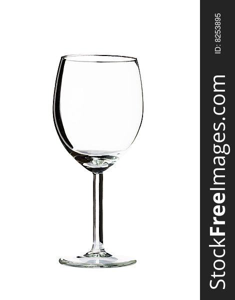 Transparent empty wine glass isolated on white background