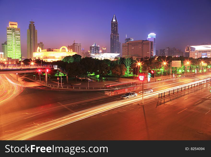 The night view of shanghai china. The night view of shanghai china.