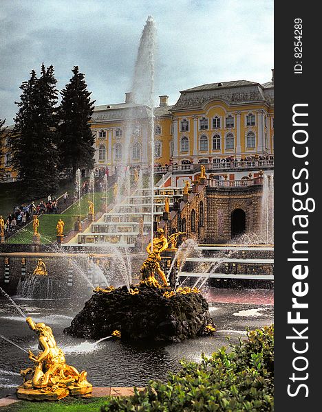 Architecture/Landscape, fountains in Peterghof