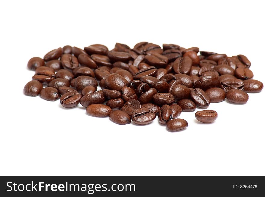 Coffee Beans On A White .