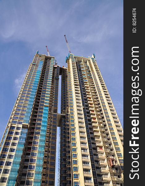 Construction of a modern condominium. Construction of a modern condominium