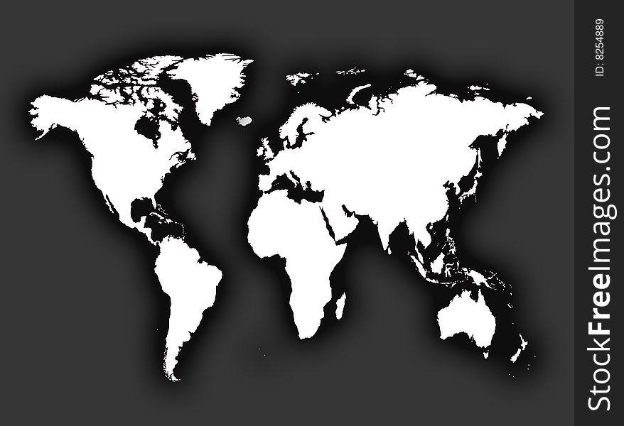 World map to represent countries and continents