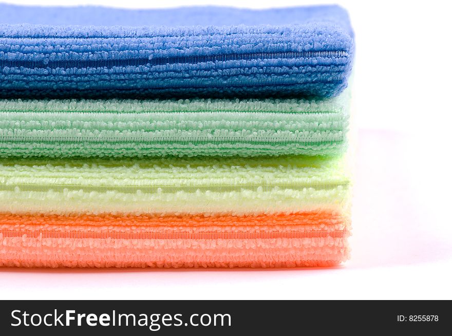 Towels on the white background