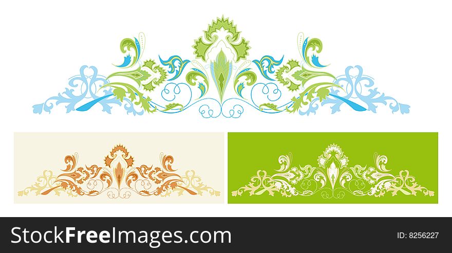 Set Of Abstract Design Floral Elements