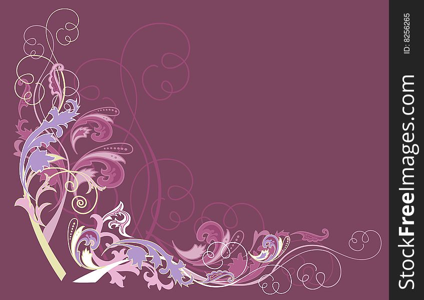 Abstract design floral elements. All elements and textures are individual objects. Vector illustration scale to any size.