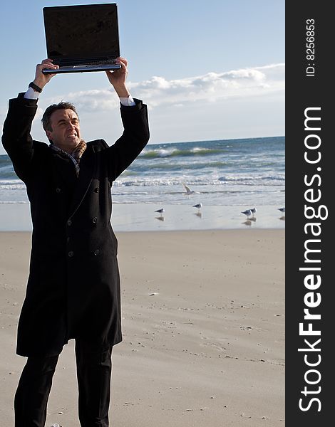 Businessman on the beach