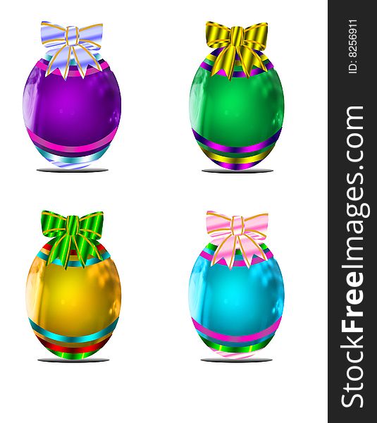 Colors easter eggs with ribbon