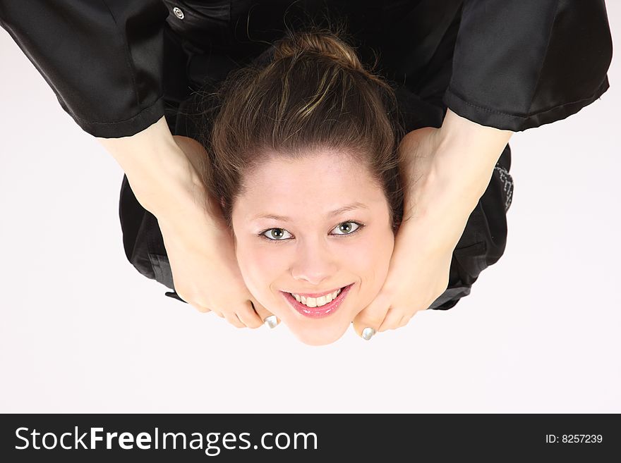 Flexible woman on the floor