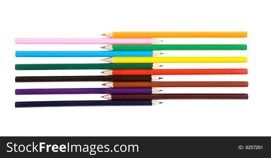 Multi colour pencils isolated on white