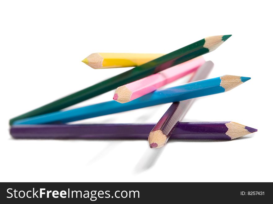Multi colour pencils isolated on white